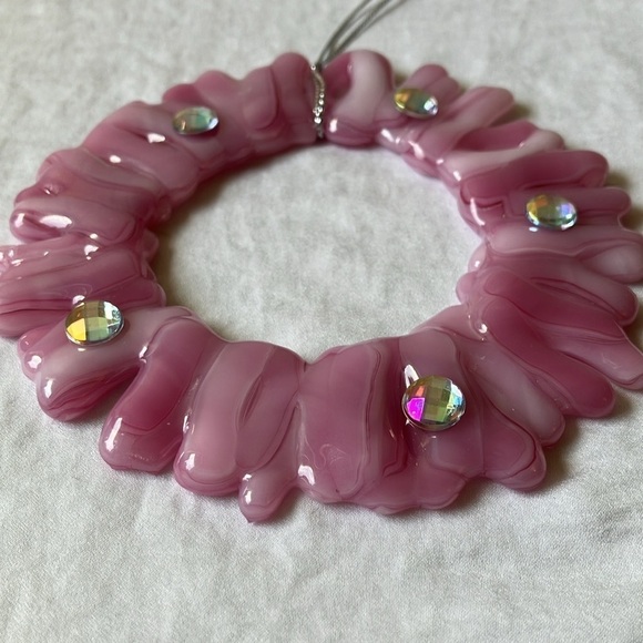 Ornament: Unbranded Christmas Pink Glass Ornament with faux gems - Picture 4 of 16